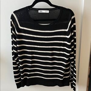 Zara Monochrome Striped Knit Top